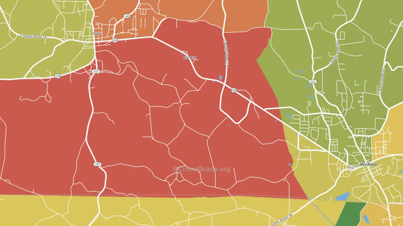 Gu-Win, AL Map of Burglary Rates