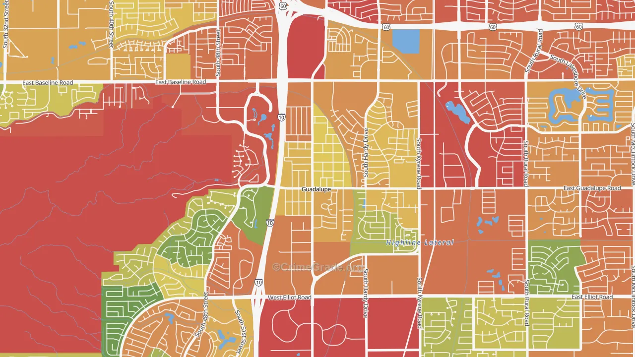 Guadalupe, AZ Map of Burglary Rates