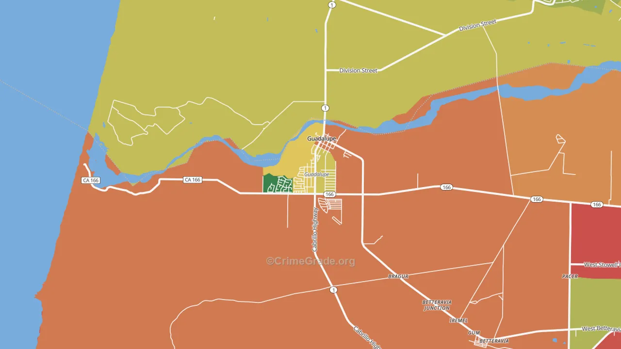 Guadalupe, CA Map of Burglary Rates
