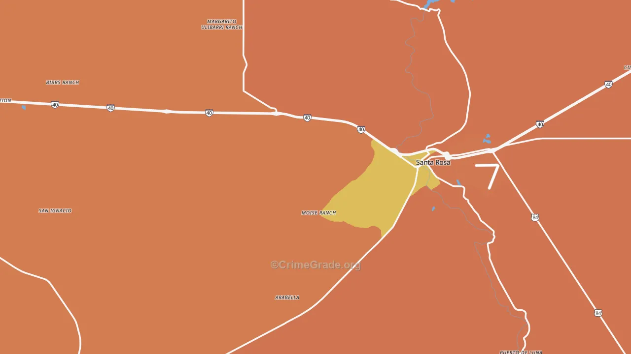 Guadalupe County, NM Map of Burglary Rates