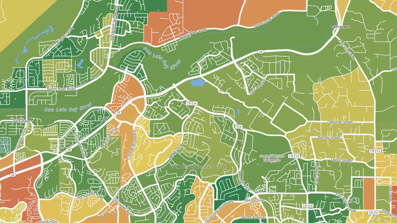 Guajome, Oceanside, CA Map of Burglary Rates