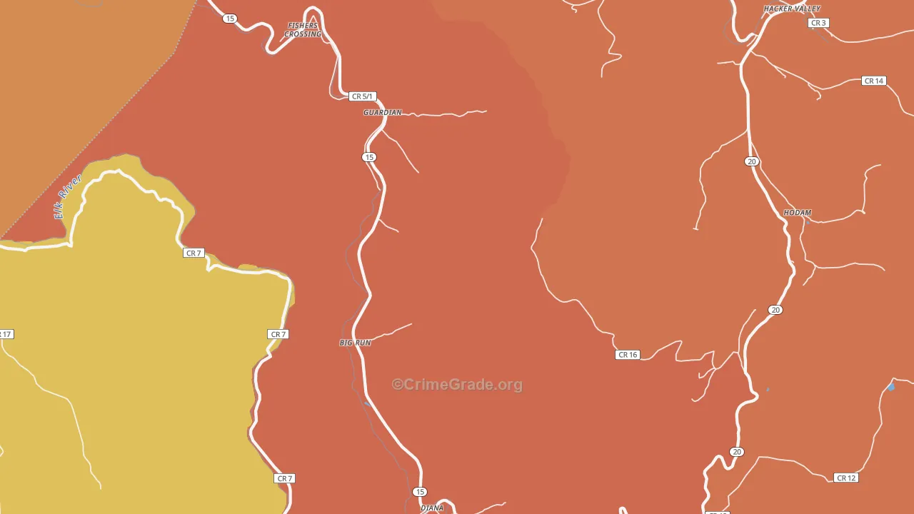 Guardian, WV Map of Burglary Rates