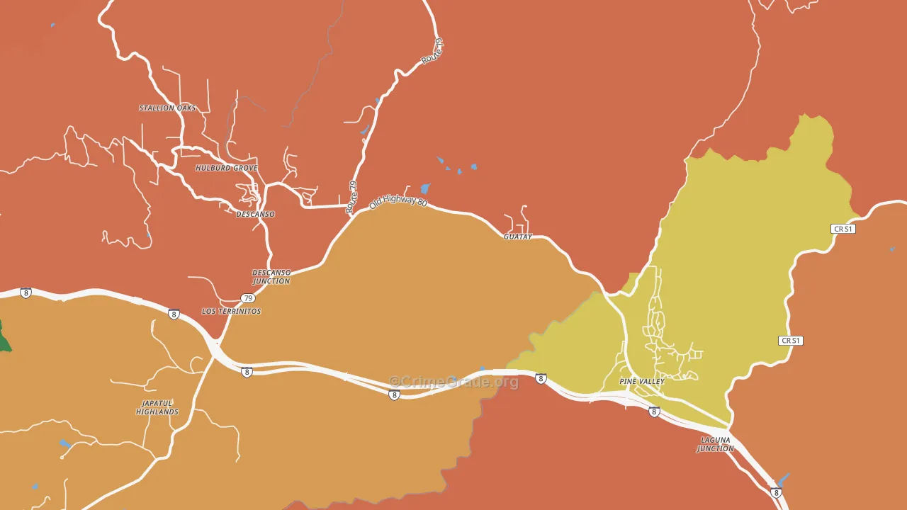 Guatay, CA Map of Burglary Rates