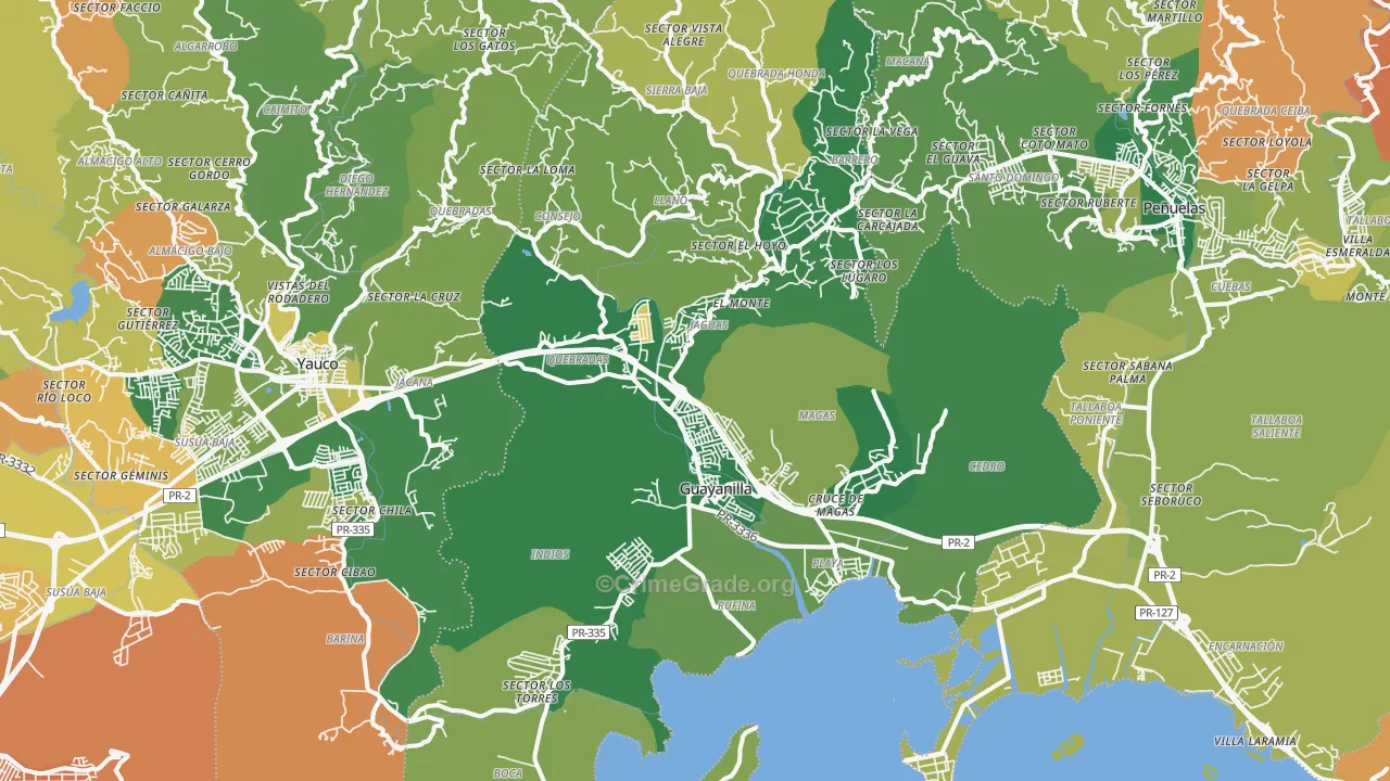 Guayanilla Municipio, PR Map of Burglary Rates