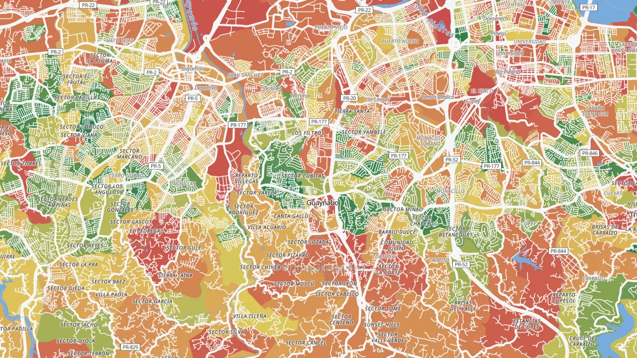 Guaynabo Municipio, PR Map of Burglary Rates