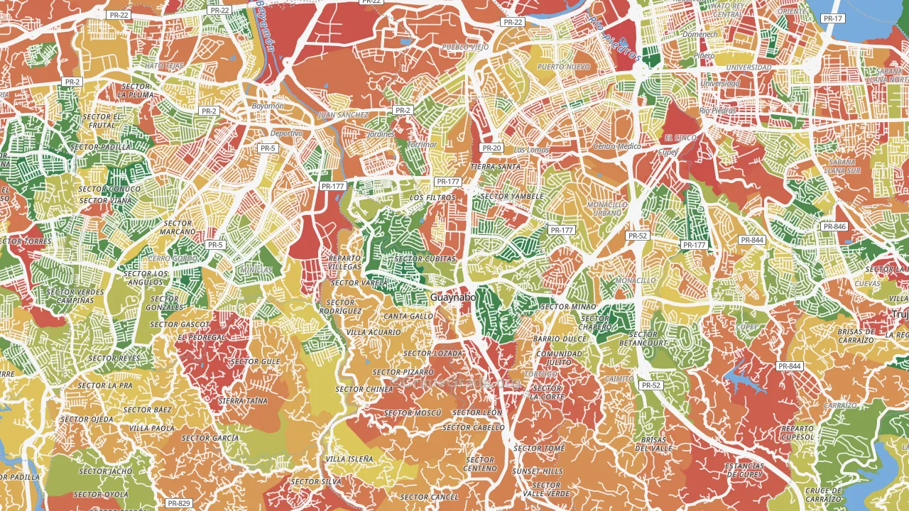 Guaynabo, PR Map of Burglary Rates