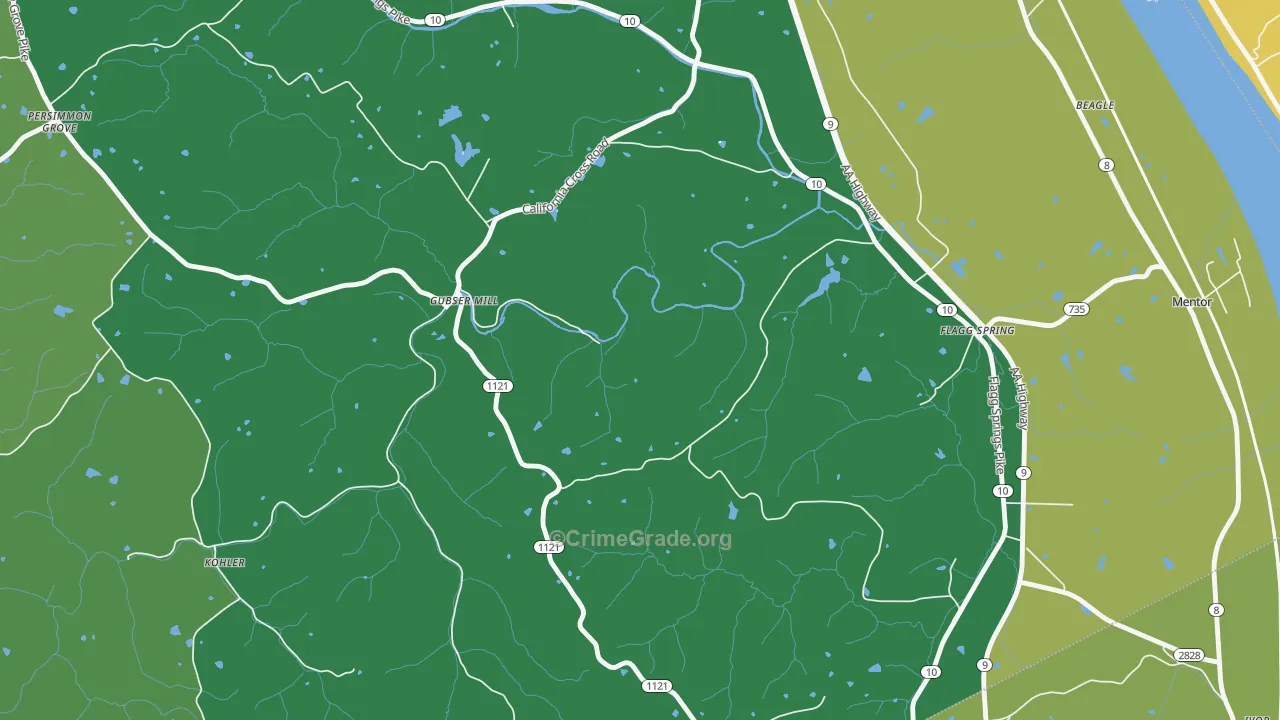Gubser Mill, KY Map of Burglary Rates