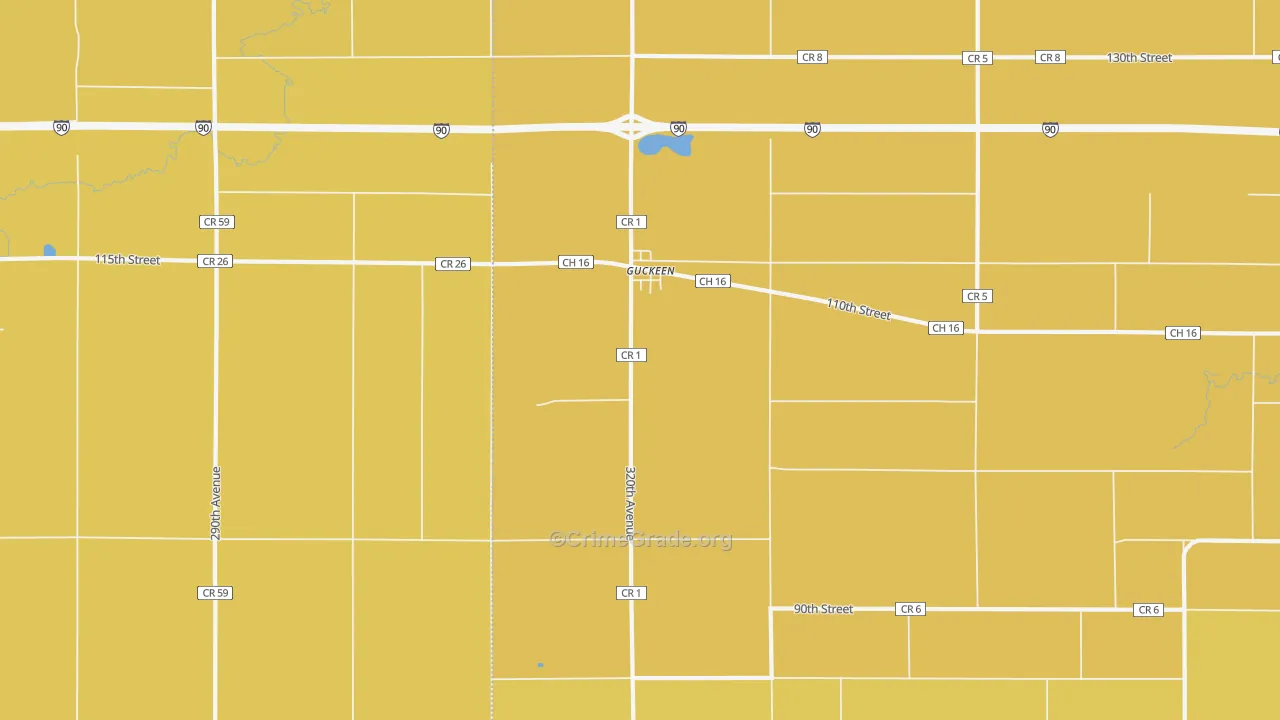 Guckeen, MN Map of Burglary Rates