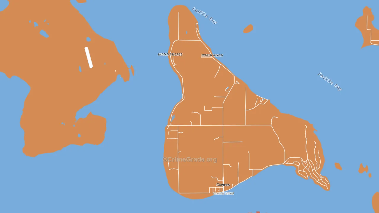 Guemes, WA Map of Burglary Rates