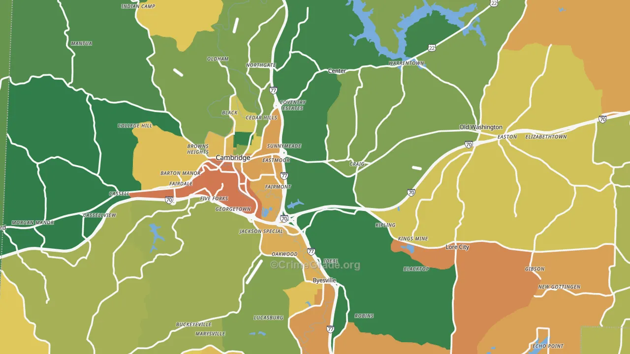 Guernsey County, OH Map of Burglary Rates