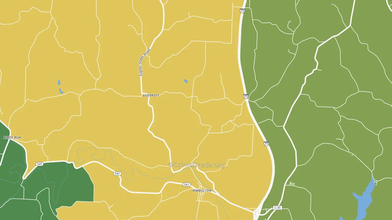 Guernsey, OH Map of Burglary Rates