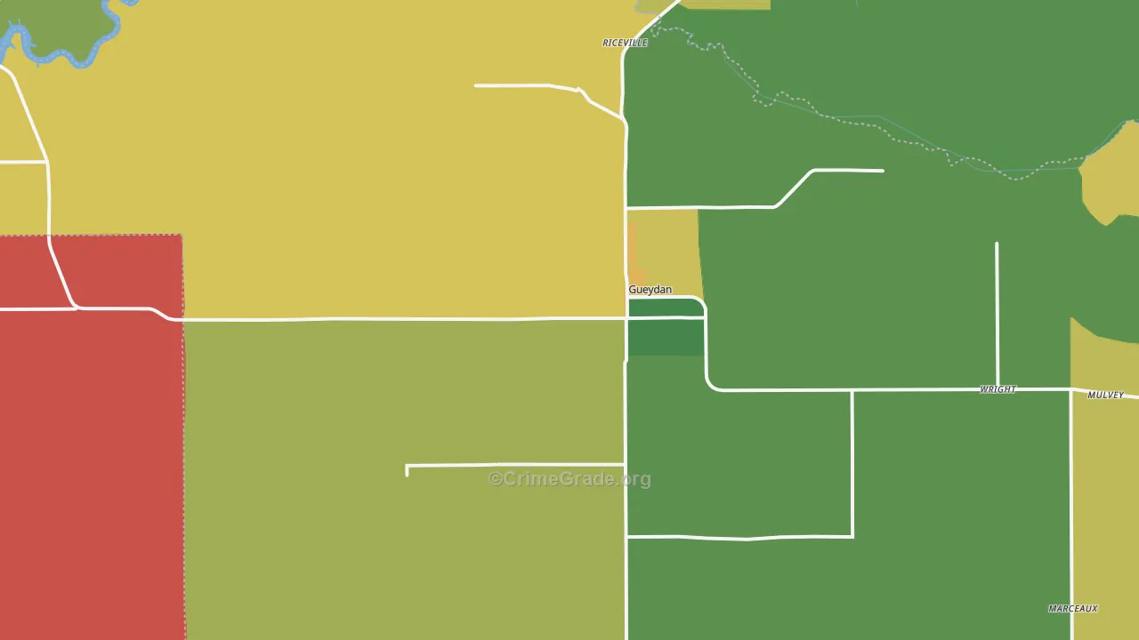 Gueydan, LA Map of Burglary Rates