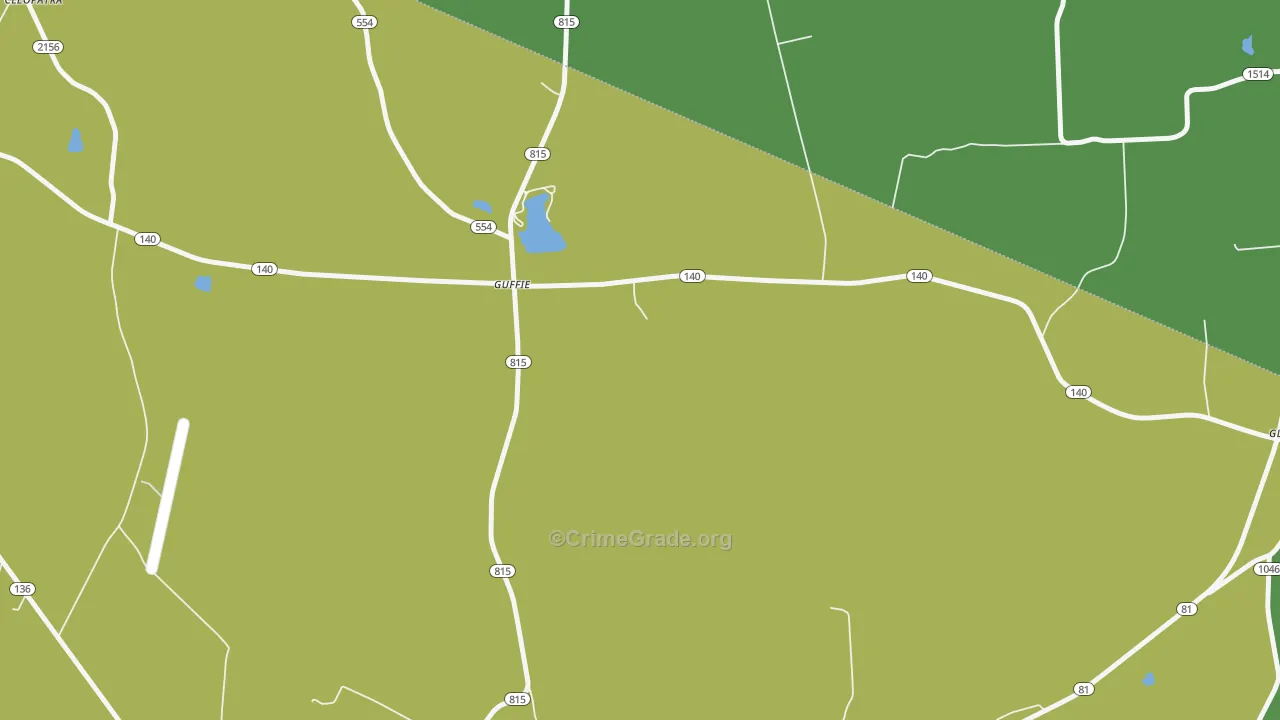 Guffie, KY Map of Burglary Rates