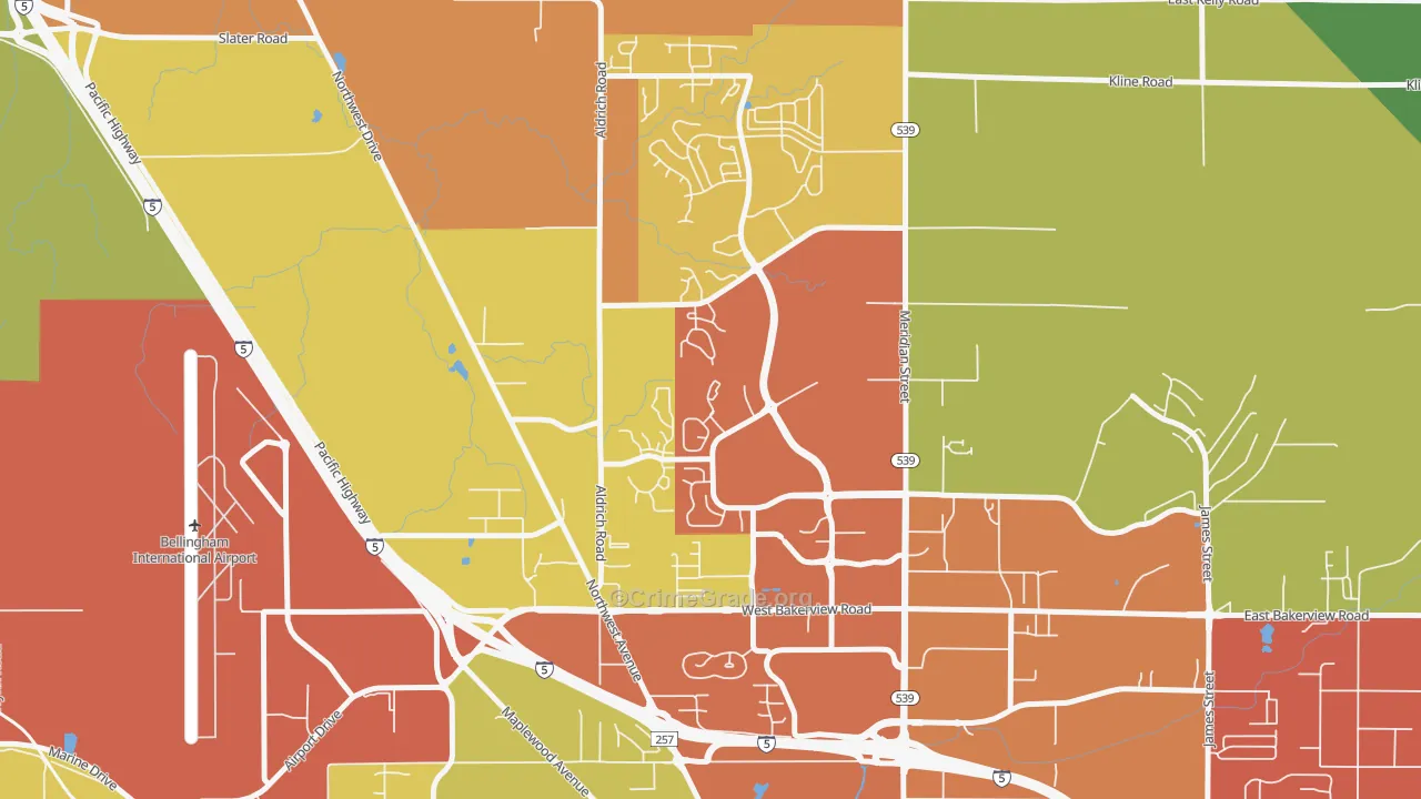 Guide Meridian, Bellingham, WA Map of Burglary Rates