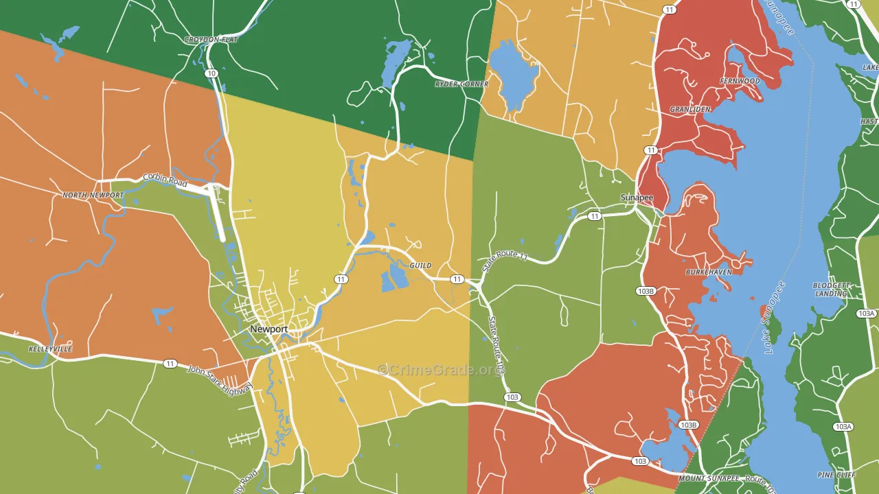 Guild, NH Map of Burglary Rates