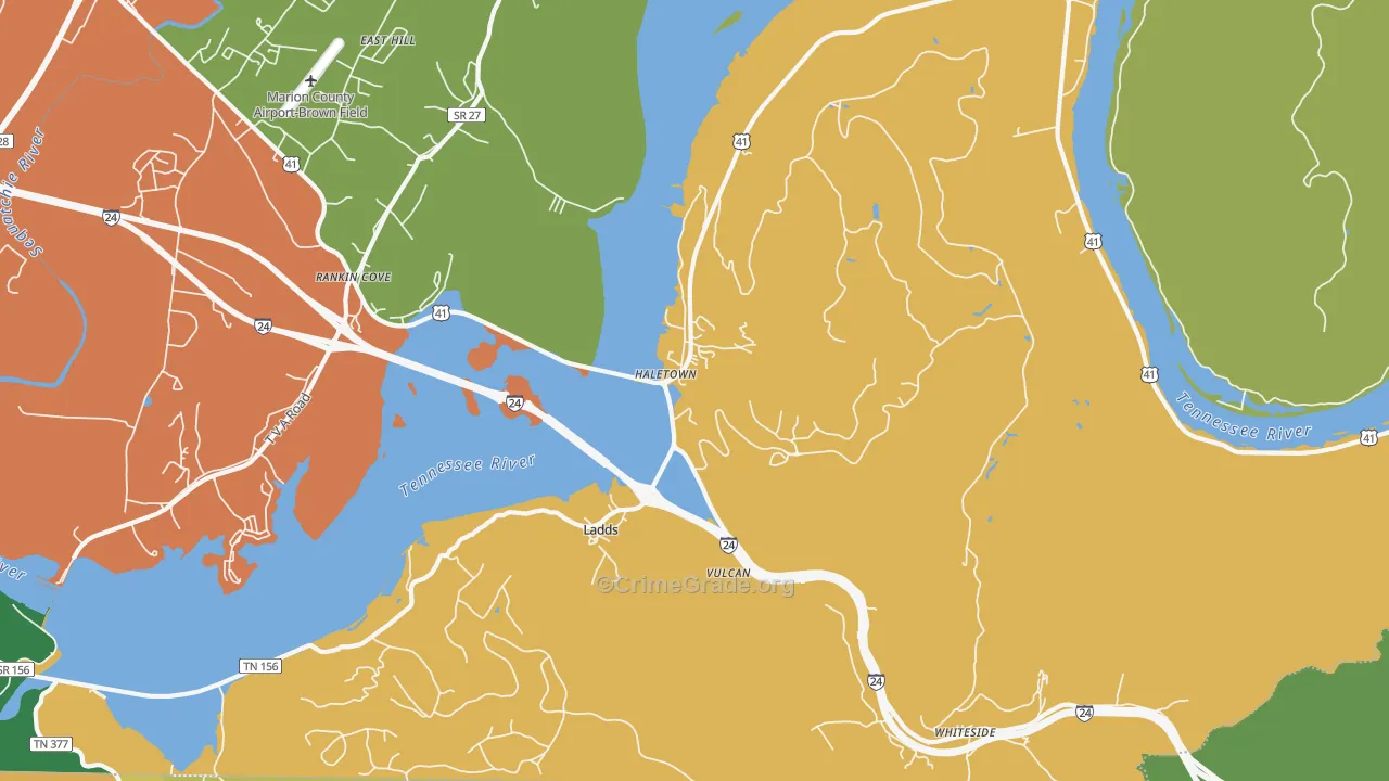 Guild, TN Map of Burglary Rates