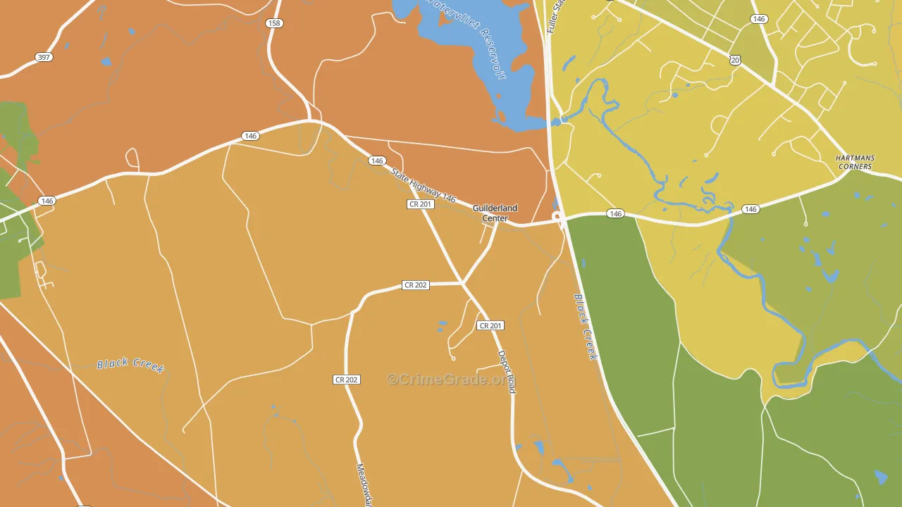 Guilderland Center, NY Map of Burglary Rates