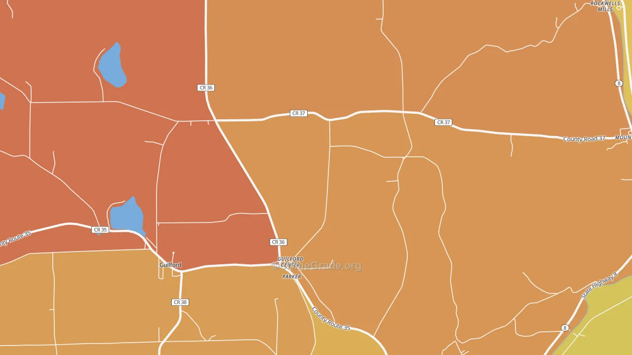 Guilford Center, NY Map of Burglary Rates