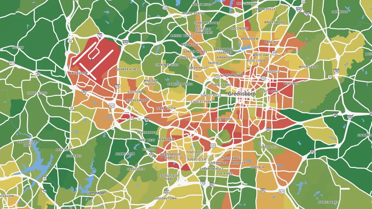 Guilford County, NC Map of Burglary Rates