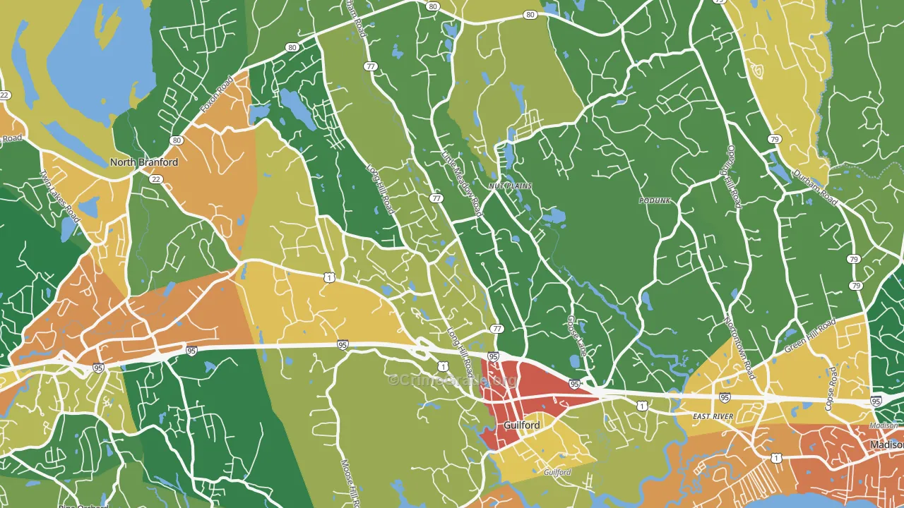 Guilford, CT Map of Burglary Rates