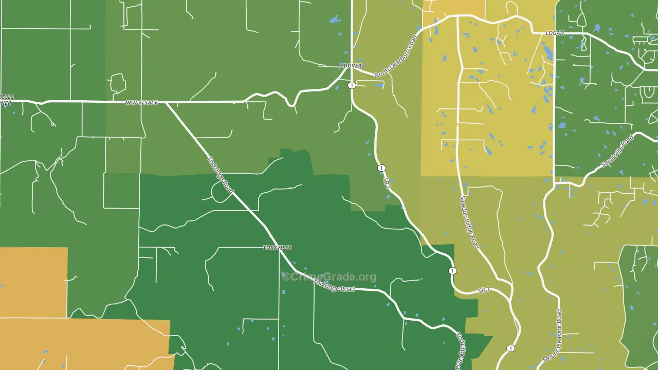 Guilford, IN Map of Burglary Rates