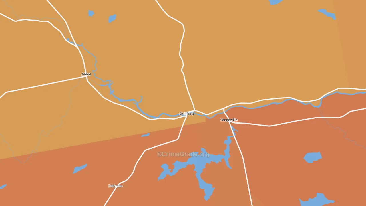 Guilford, ME Map of Burglary Rates