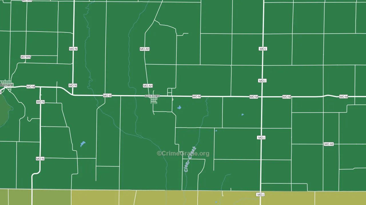 Guilford, MO Map of Burglary Rates
