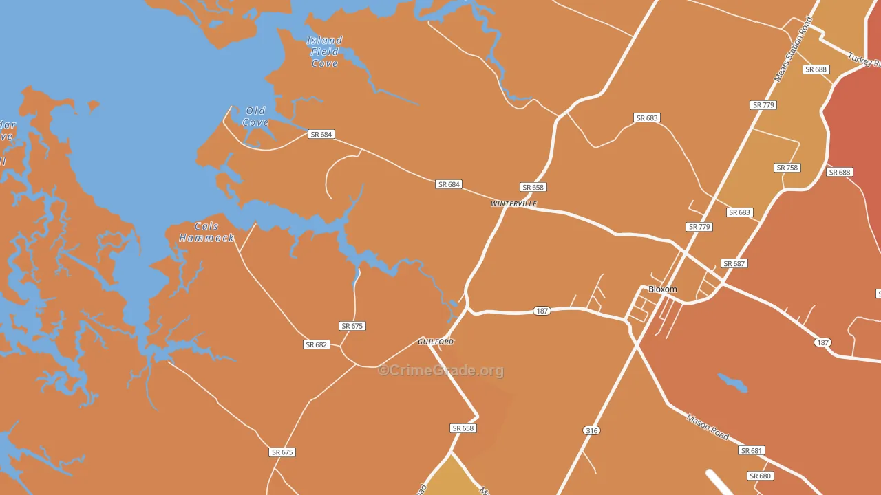 Guilford, VA Map of Burglary Rates