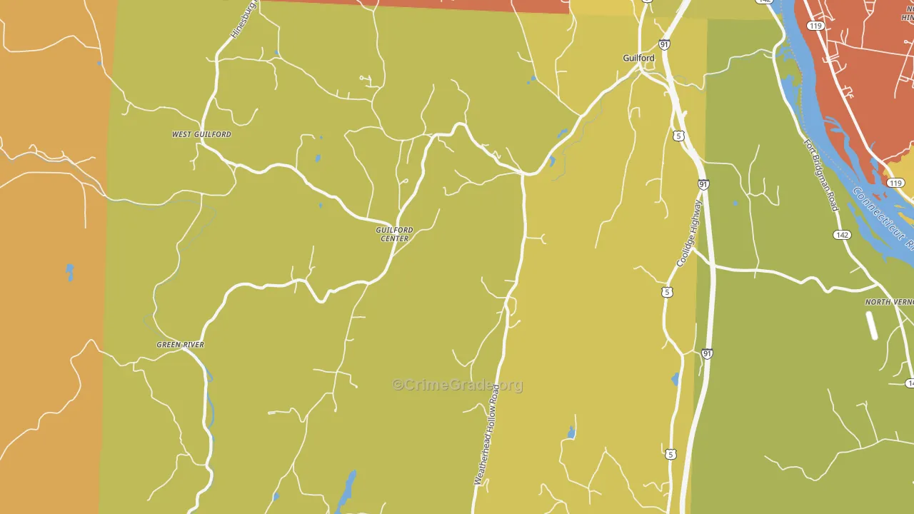 Guilford, VT Map of Burglary Rates