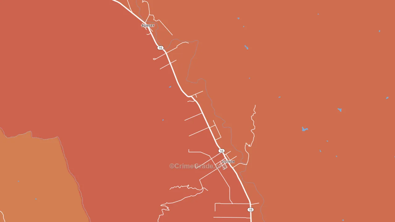 Guinda, CA Map of Burglary Rates