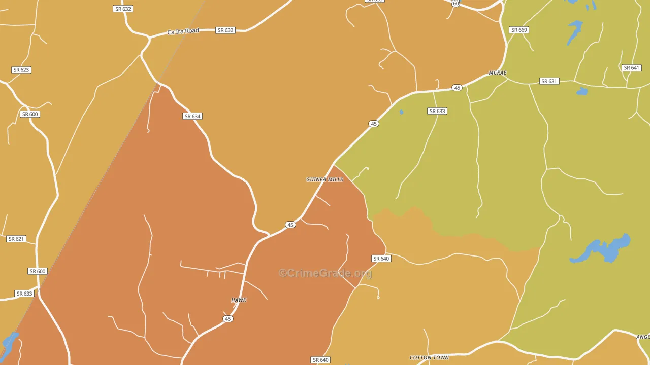 Guinea Mills, VA Map of Burglary Rates