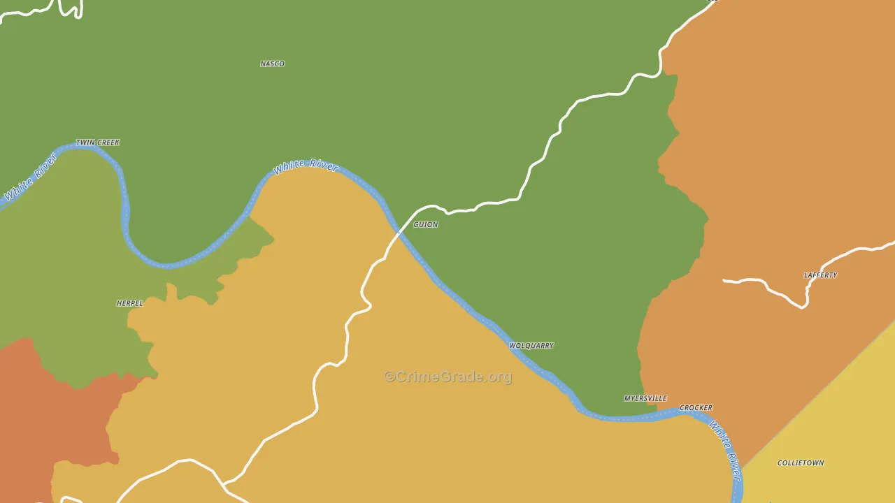 Guion, AR Map of Burglary Rates