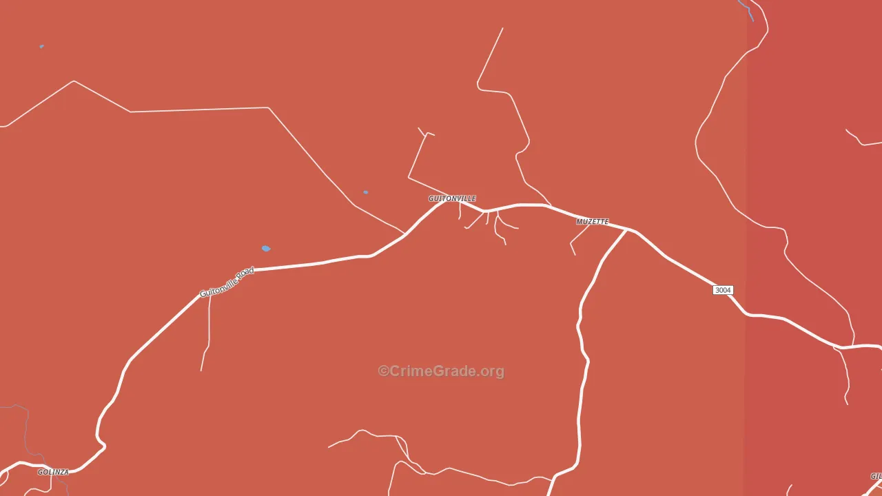 Guitonville, PA Map of Burglary Rates