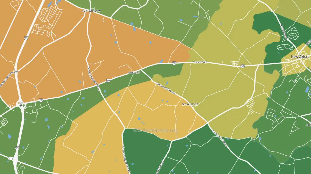 Guldens, PA Map of Burglary Rates