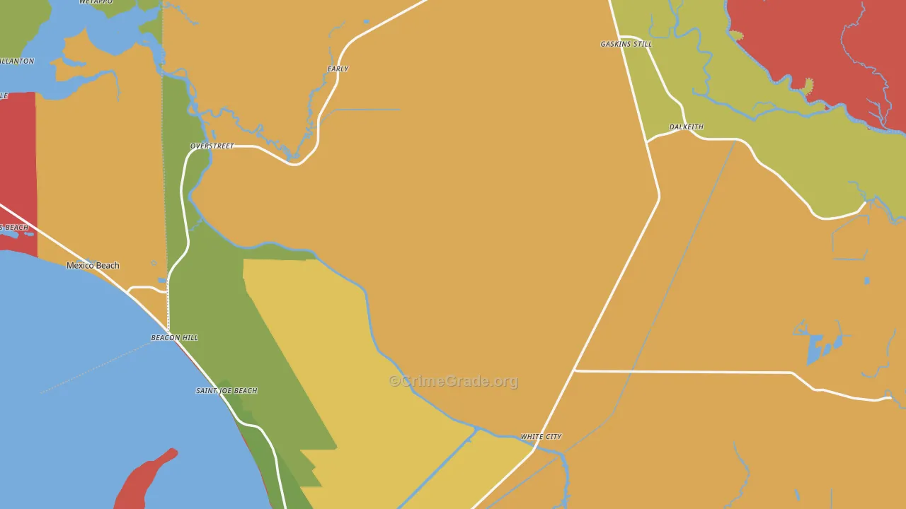 Gulf County, FL Map of Burglary Rates