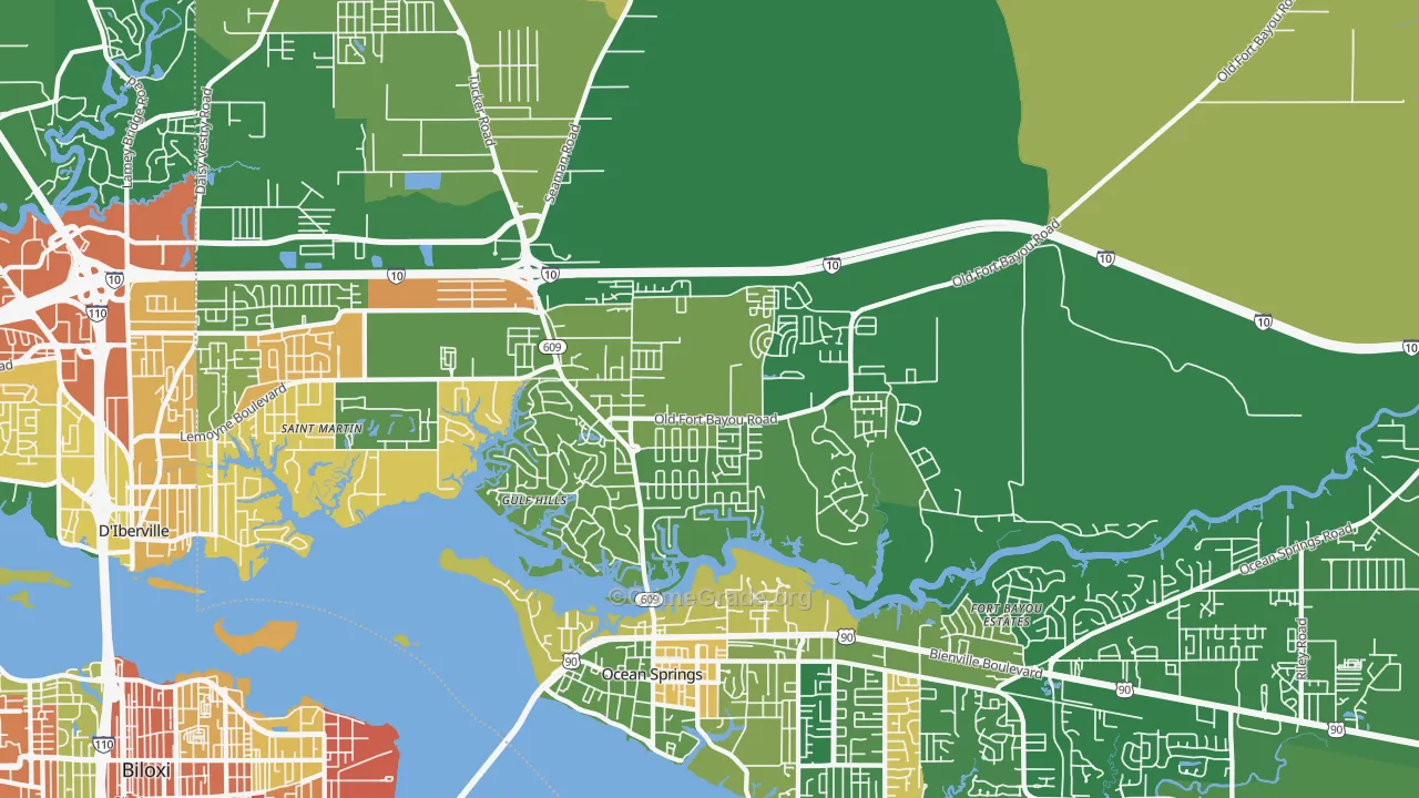 Gulf Hills, MS Map of Burglary Rates