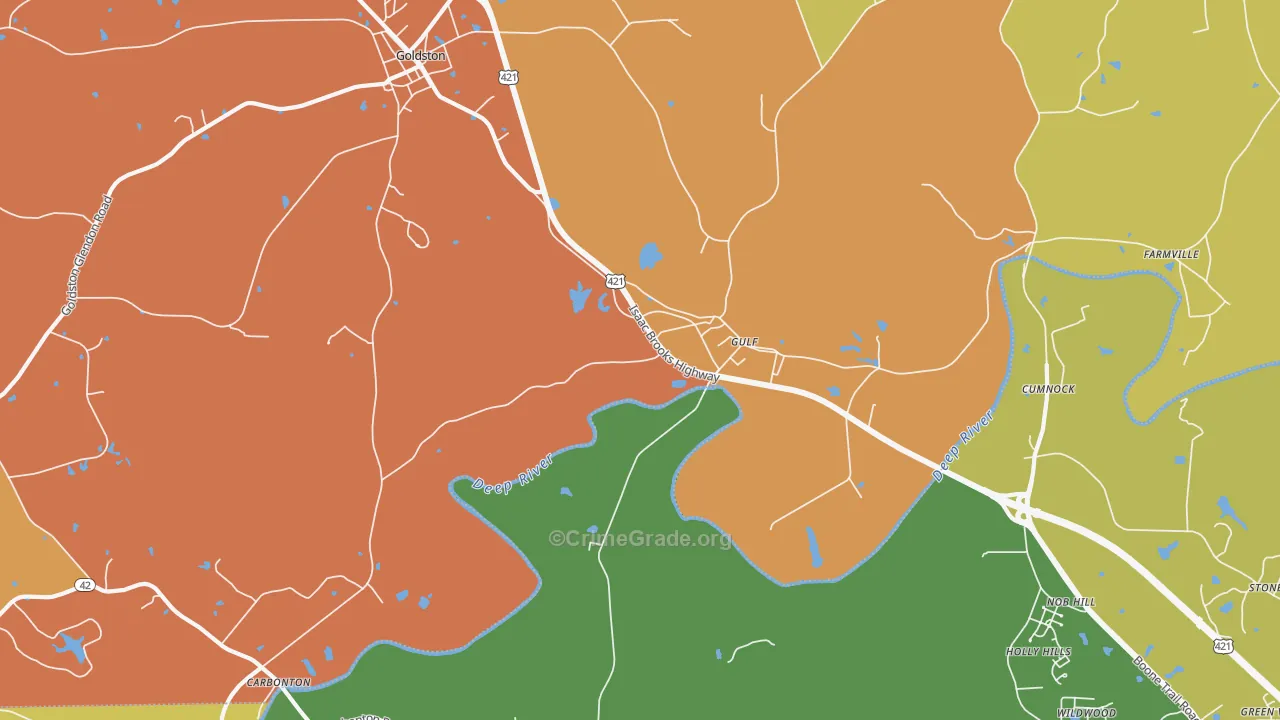 Gulf, NC Map of Burglary Rates