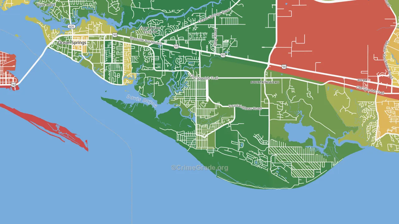 Gulf Park Estates, MS Map of Burglary Rates
