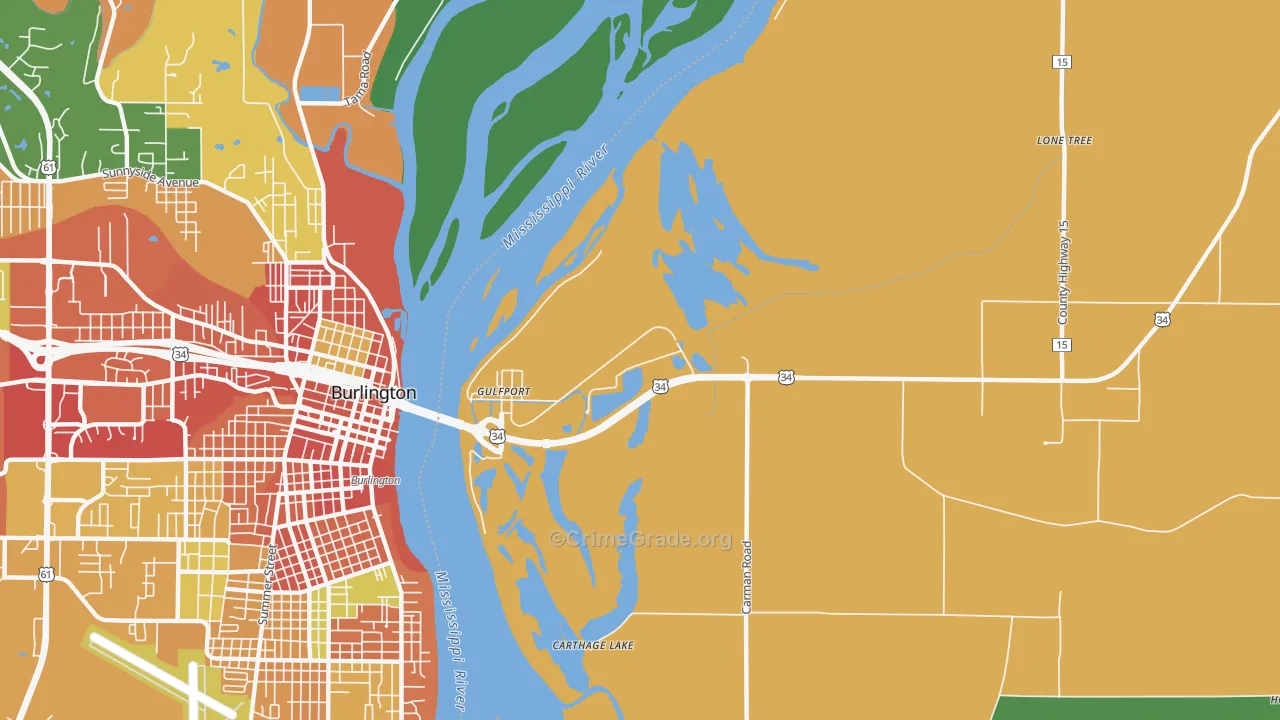 Gulf Port, IL Map of Burglary Rates