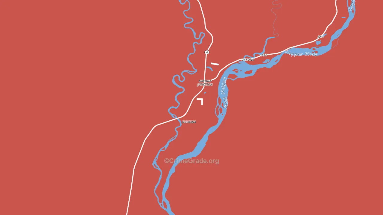 Gulkana, AK Map of Burglary Rates
