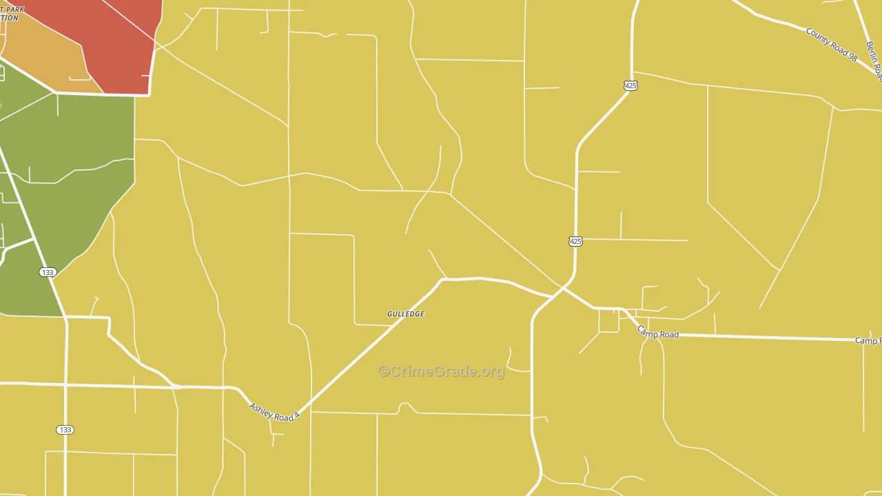 Gulledge, AR Map of Burglary Rates
