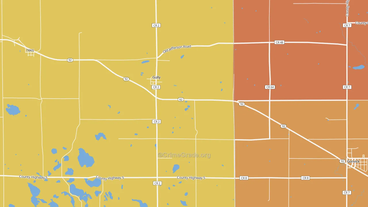 Gully, MN Map of Burglary Rates