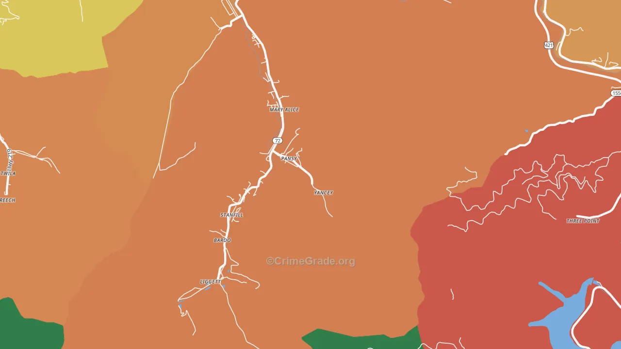 Gulston, KY Map of Burglary Rates