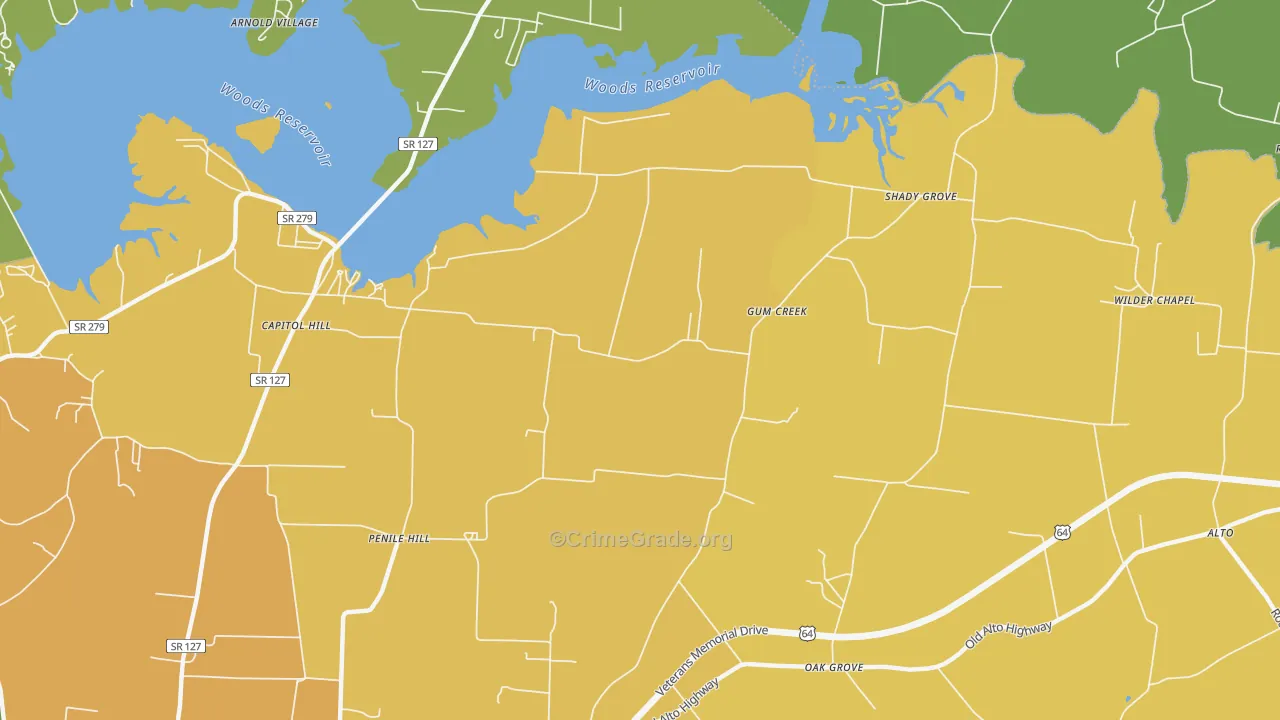 Gum Creek, TN Map of Burglary Rates