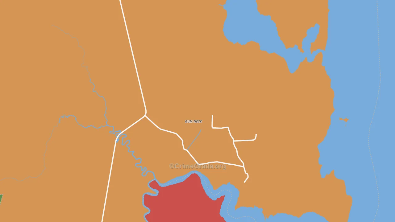 Gum Neck, NC Map of Burglary Rates