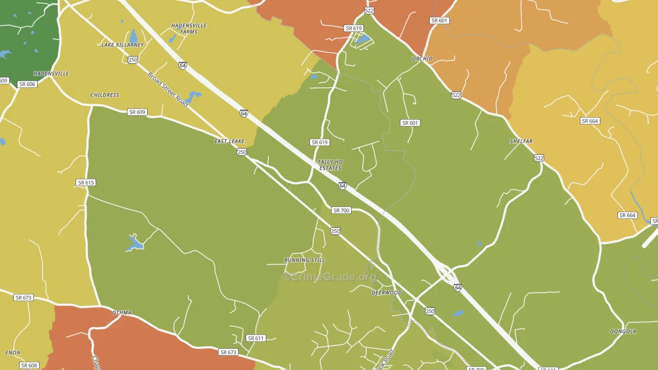 Gum Spring, VA Map of Burglary Rates