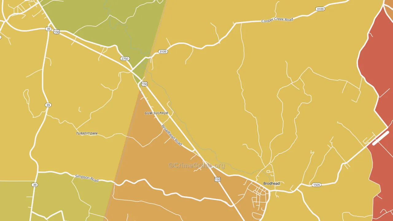 Gum Sulphur, KY Map of Burglary Rates