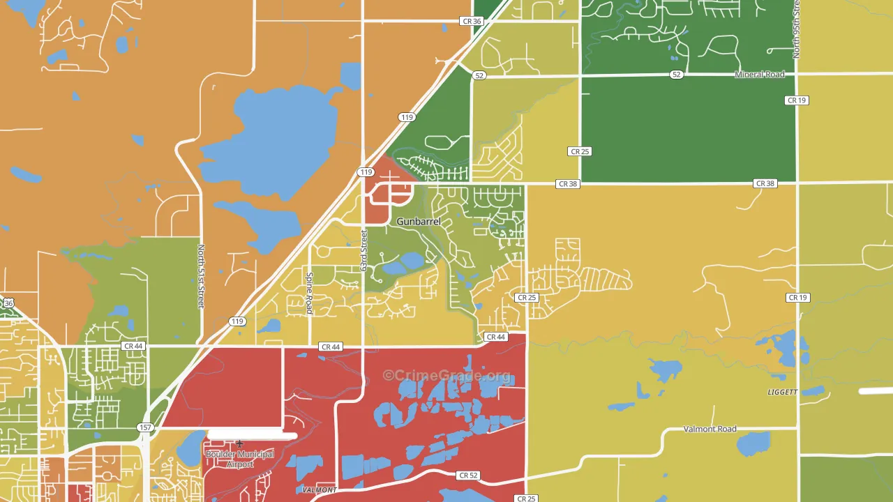 Gunbarrel, CO Map of Burglary Rates