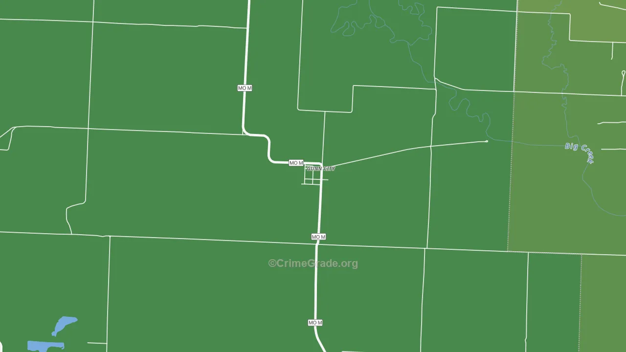 Gunn City, MO Map of Burglary Rates