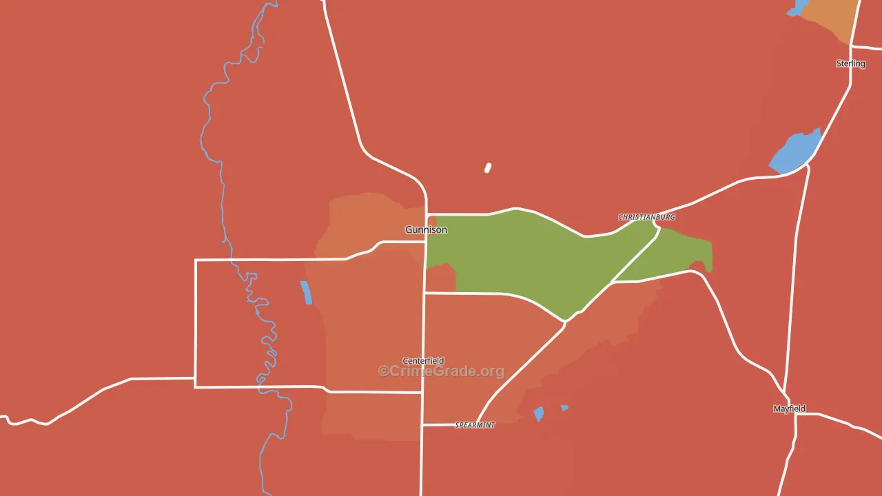 Gunnison, UT Map of Burglary Rates